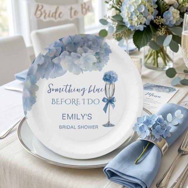Elegant Something Blue Hydrangea Floral  Paper Plate (Creator Uploaded)