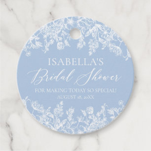 Elegant Something Blue Vintage Bridal Shower Favour Tags
