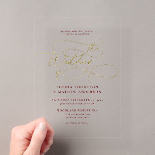 Elegant Sophisticated Burgundy Script Wedding Acrylic Invitations