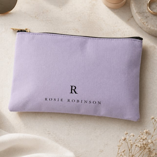 Elegant Sophisticated Classic Monogram Lilac Accessory Pouch (Creator Uploaded)