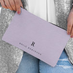 Elegant Sophisticated Classic Monogram Lilac Accessory Pouch<br><div class="desc">An elegant mininalist design with a classic typography initial and name in black on a pastel lilac lavender purple background. The perfect personalised accessory which is easy to customize for any occasion!</div>