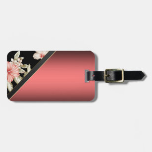 Elegant Sophisticated Coral Red -Flowers Luggage Tag
