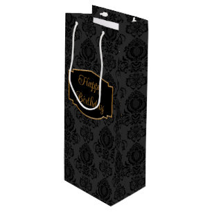 Elegant, Sophisticated Damask Personalized Wine Gift Bag