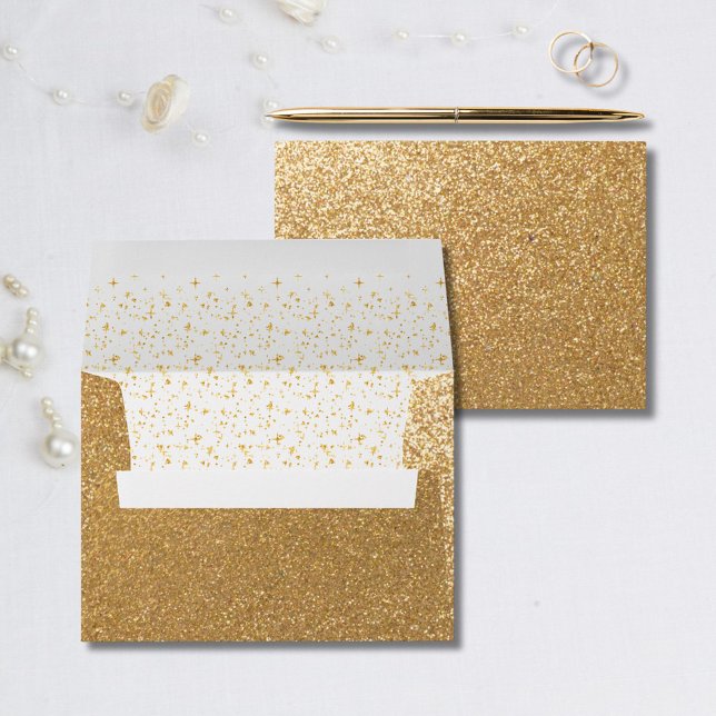 Elegant Sophisticated Faux Gold Glitter & Confetti Envelope (Creator Uploaded)