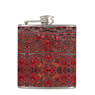 elegant sophisticated gold ruby red burgundy  hip flask