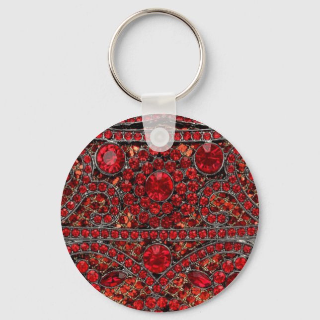 elegant sophisticated gold ruby red burgundy  keychain (Front)