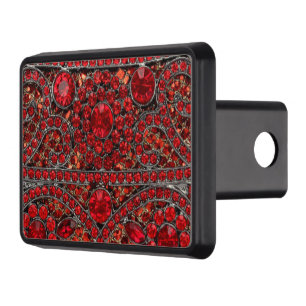 elegant sophisticated gold ruby red burgundy trailer hitch cover