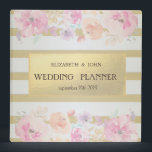 Elegant Sophisticated Gold Stripes Floral Wedding Binder<br><div class="desc">Elegant chic floral wedding planner.</div>