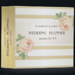 Elegant Sophisticated Gold Stripes ,Roses Wedding Binder<br><div class="desc">Elegant chic floral wedding planner.</div>