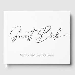 Elegant Sophisticated Modern Calligraphy Wedding Guest Book