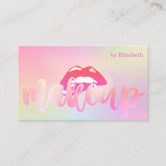 Elegant Sophisticated Modern Lips Holographic Business Card (Front)
