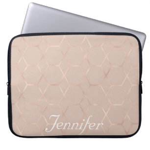 Elegant sophisticated rose gold personalized laptop sleeve