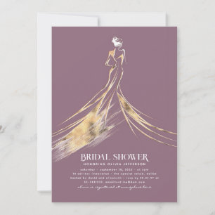 Elegant Sophisticated Soft Mauve Bridal Shower Invitation
