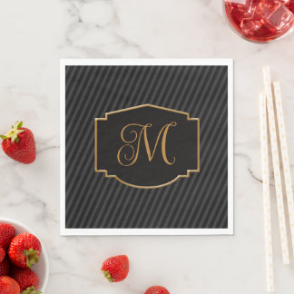 Elegant, Sophisticated Striped Monogram Napkin