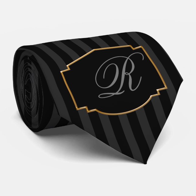 Elegant, Sophisticated Striped Monogram Tie (Rolled)