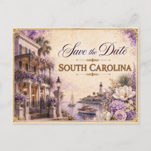 Elegant South Carolina Save the Date Wedding Postcard