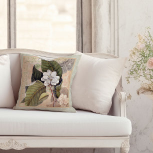 Elegant Southern Belle Magnolia Blossom Throw Pillow
