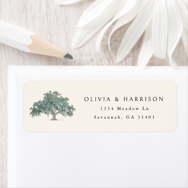 Elegant Southern Oak Tree Adresse personnalisée (En situation)