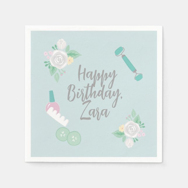 Elegant Spa Party Blue custom design Napkin (Front)