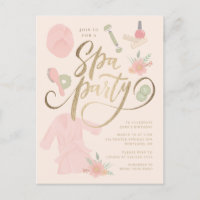 Elegant Spa Party Invitation w/faux gold 