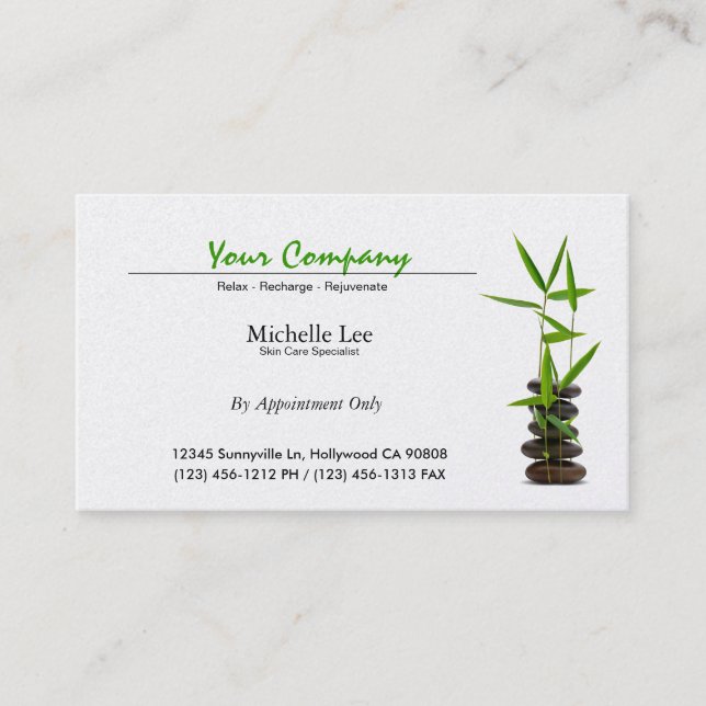Elegant Spa / Skin Care / Massage Zen Appointment Card (Front)