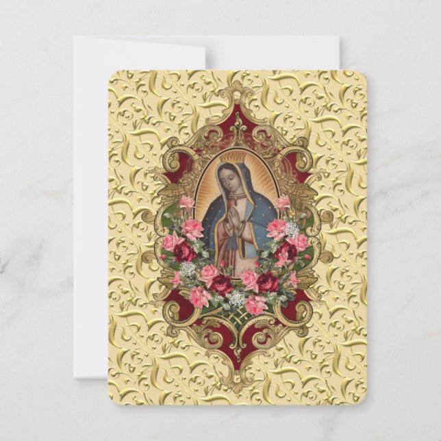 Elegant Spanish Guadalupe Funeral Prayer Card (Front)