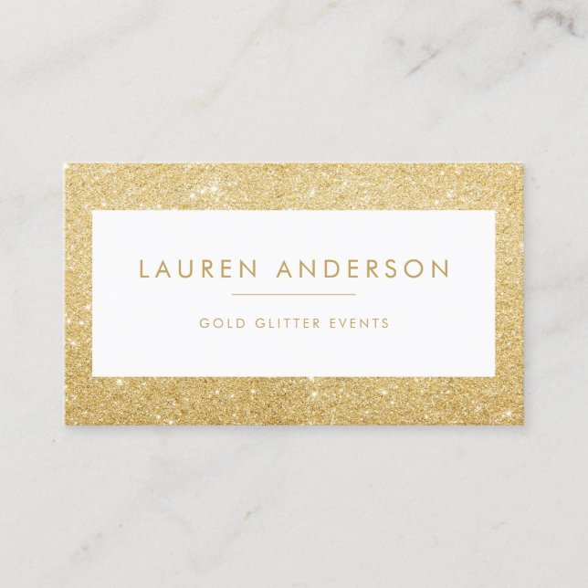 Elegant Sparkle and Shine Gold Glitter Salon Business Card (Front)
