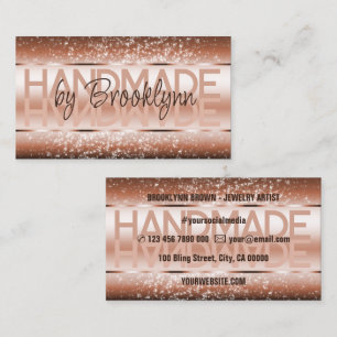 Elegant Sparkle Glitter Luxurious Glam Copper Chic Business Card