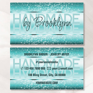 Elegant Sparkle Glitter Luxurious Glam Teal Green  Business Card