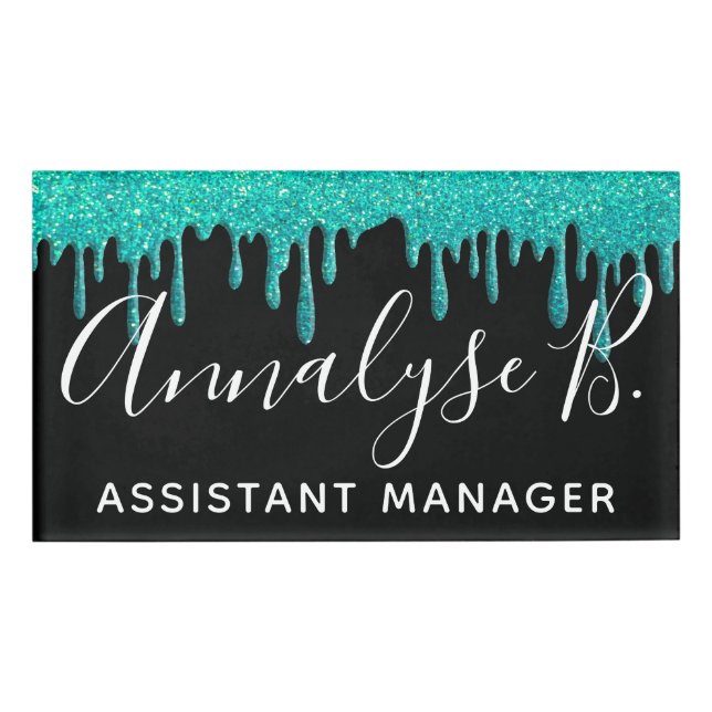 Elegant Sparkle Glitter Sparkly Name Professional  Name Tag (Front)