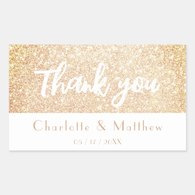 Elegant Sparkle Gold Glitter Wedding Sticker (Front)