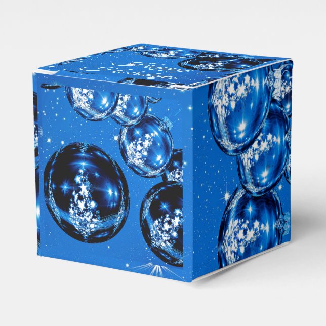 Elegant Sparkle Ornaments Cobalt Blue Holiday Favor Box (Front Side)