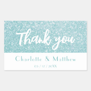 Elegant Sparkle Turquoise Glitter Wedding Sticker