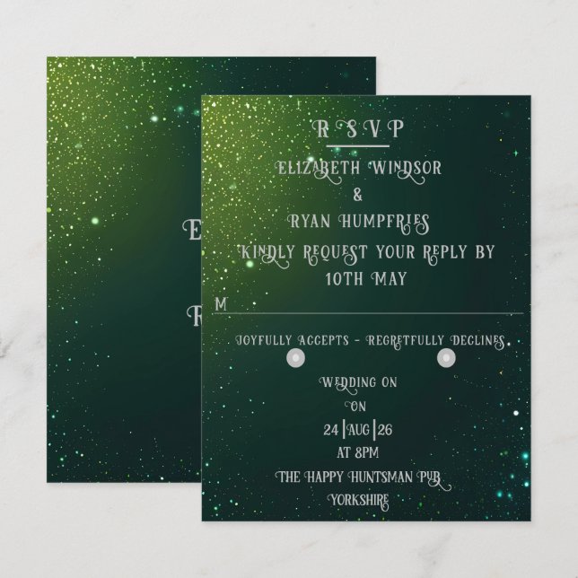 Elegant Sparkle Wedding  RSVP Card (Front/Back)
