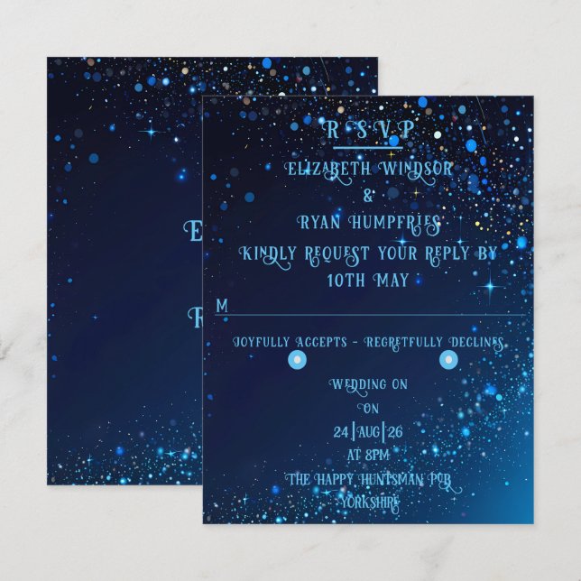 Elegant Sparkle Wedding  RSVP Card (Front/Back)