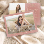 Elegant Sparkles Quinceañera 2 Photo Rose Gold Save The Date<br><div class="desc">Share the joyful news of an upcoming Quinceañera celebration with chic modern 2 photo save the date invitations. The pictures and all wording on this template are simple to personalize. The colours and font styles can be easily customized with the Zazzle Design Editor tool. The rose gold design features a...</div>