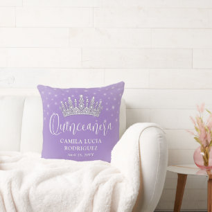 Elegant Sparkles Quinceañera Lilac Purple Keepsake Throw Pillow