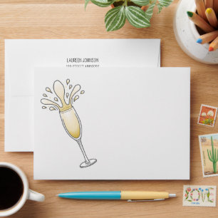 Elegant Sparkling Champagne Glass Envelope