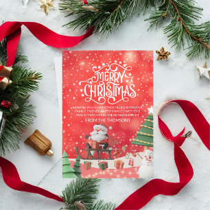 Elegant Sparkling Delightful Santa's Sleigh Ride Holiday Card
