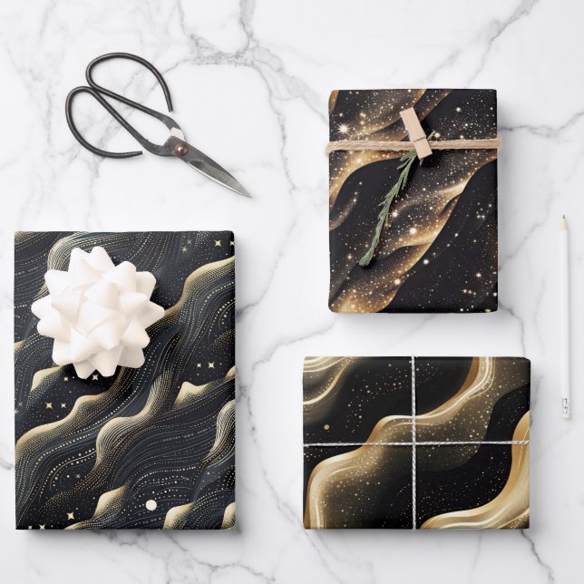 Elegant sparkling fantasy sand dune textures wrapping paper sheet (Front)