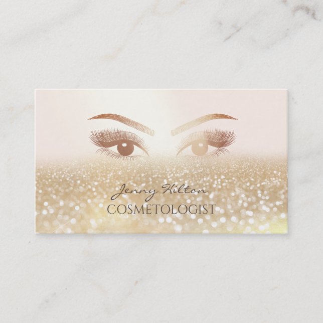 Elegant sparkling glittery lashes makeup business card (Front)