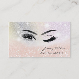 Elegant sparkling glittery winking eyes business card