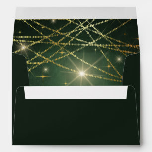 Elegant Sparkling Gold String Lights Wedding Envelope