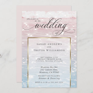Elegant Sparkling Ocean Beach Wedding  Invitation