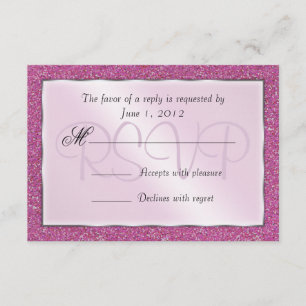 Elegant Sparkling Pink Sweet 16 Glitter RSVP Card