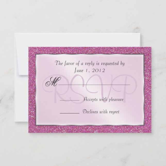 Elegant Sparkling Pink Sweet 16 Glitter RSVP Card (Front)