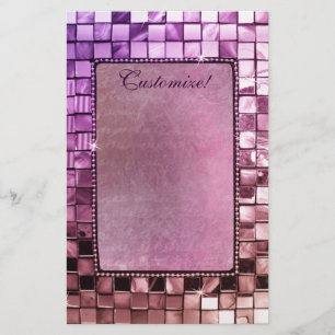 Elegant Sparkling Purple Frame Custom Stationery