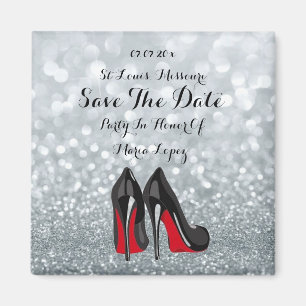 Elegant Sparkly Birthday  Save The Date Magnet
