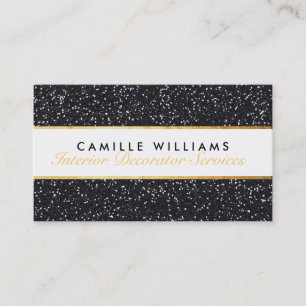 ELEGANT sparkly glamourous gold foil glitter black Business Card