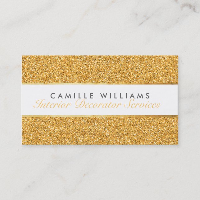 ELEGANT sparkly glamourous gold foil glitter Business Card (Front)